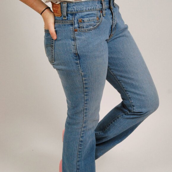 Y2K Levis Jeans (31) vintage blue bootcut women bootcut light 10 stretch slim - Picture 6 of 8